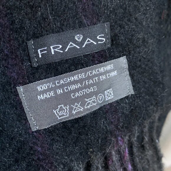 Fraas Cashmere Charcoal Grey Purple Stripe Men's Scarf - Picture 4 of 4